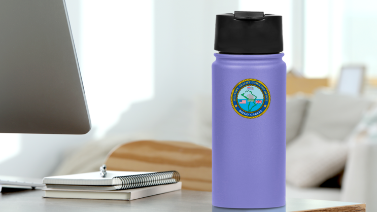 Navy Military Sealift Command Diego Garcia Emblem Sticker on a Water Bottle (New) example