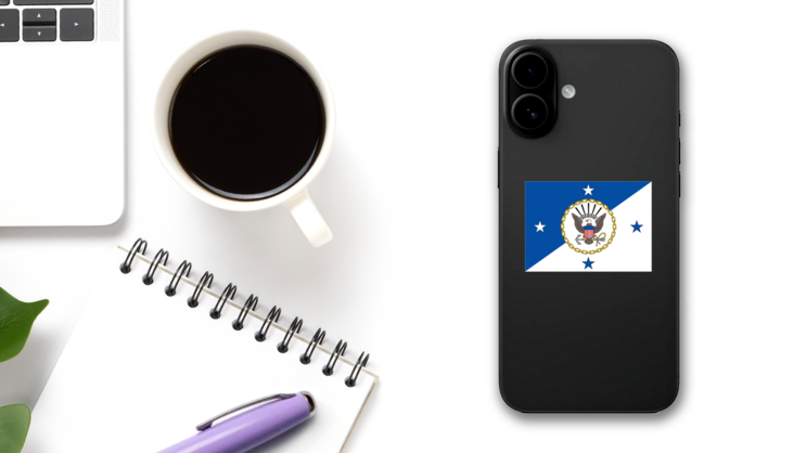 Navy Operations Chief Flag Sticker on a Phone (New) example