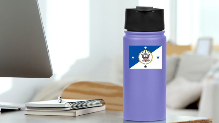 Navy Operations Chief Flag Sticker on a Water Bottle (New) example
