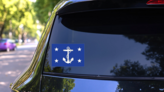 Navy Secretary Flag Sticker on a Rear Car Window (New) example
