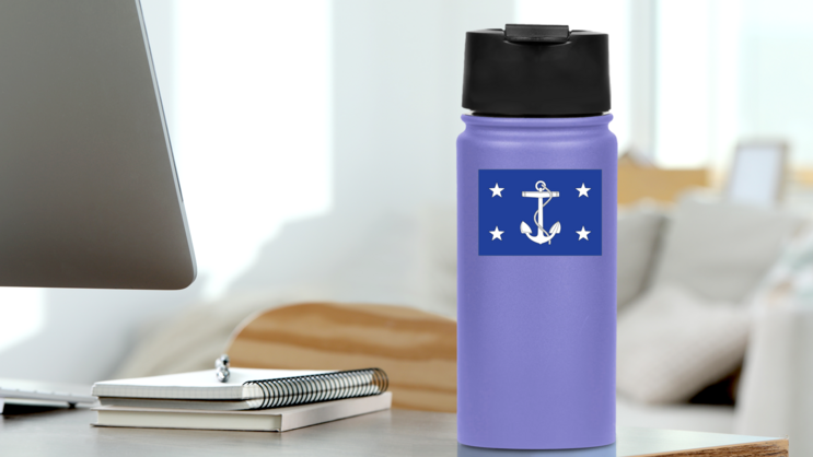Navy Secretary Flag Sticker on a Water Bottle (New) example