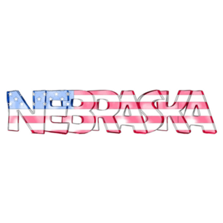 Nebraska American FLag Lettering Sticker
