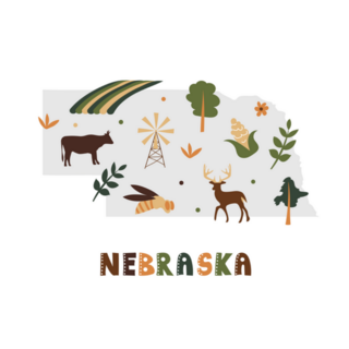 Nebraska Cartoon Simple Map Sticker