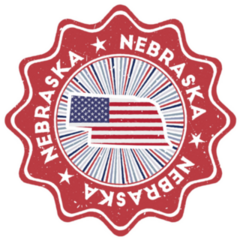 Nebraska USA Round Stamp Sticker