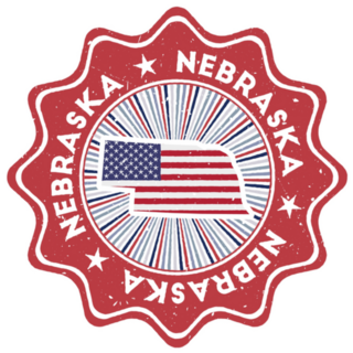 Nebraska USA Round Stamp Sticker