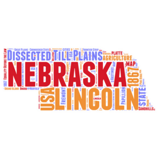 Nebraska Usa State Map Words Sticker