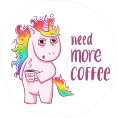 Need More Coffee Unicorn Sticker