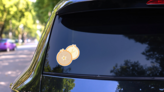 Needlepoint Hoops Sticker on a Rear Car Window (New) example