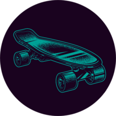 Neon Green Illustration Vintage Skateboard Sticker