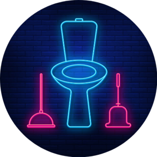 Neon Illumination Of The Toilet Funny Plumber Sticker
