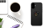 Neon Light Japanese Dragon Sticker on a Phone (New) example