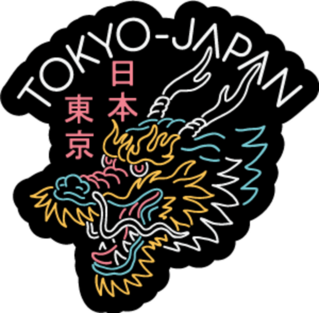Neon Light Japanese Dragon Sticker