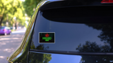Neon Light Tube Weed Cafe Netherlands Sticker on a Rear Car Window (New) example