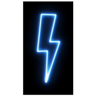 Neon Lightning Bolt on Black Sticker