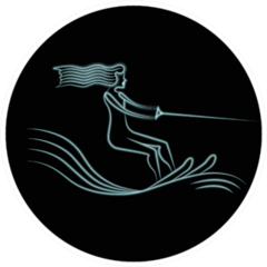 Neon Logo Beautiful Girl Water Skiing Sticker