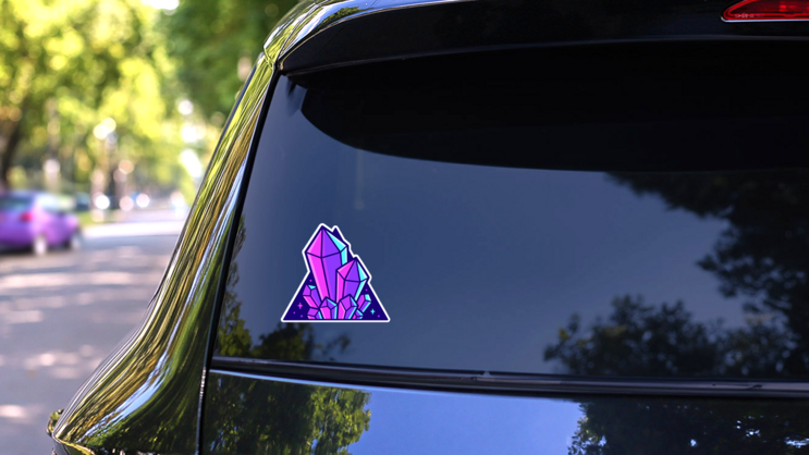 Neon Purple Crystals In Triangle Sticker on a Rear Car Window (New) example