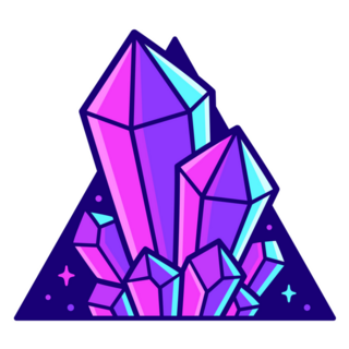 Neon Purple Crystals In Triangle Sticker