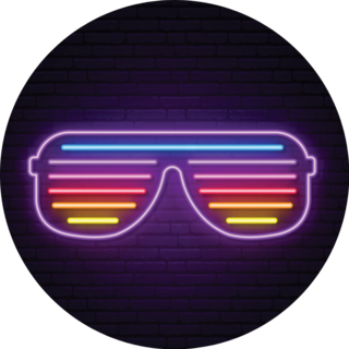Neon Shutter Glasses 80s Sticker