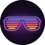 Neon Shutter Glasses 80s Sticker