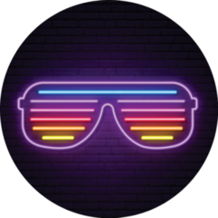 Neon Shutter Glasses 80s Sticker