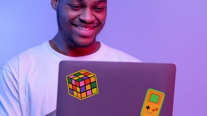 Neon Stickers on Laptop