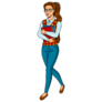 Nerd Student Girl Pop Art Retro Reading Illustration Sticker
