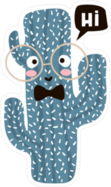 Nerdy Cartoon Cactus Saying Hi Sticker