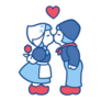 Netherlands Delft Blue Kissing Couple Sticker