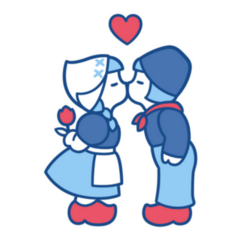 Netherlands Delft Blue Kissing Couple Sticker