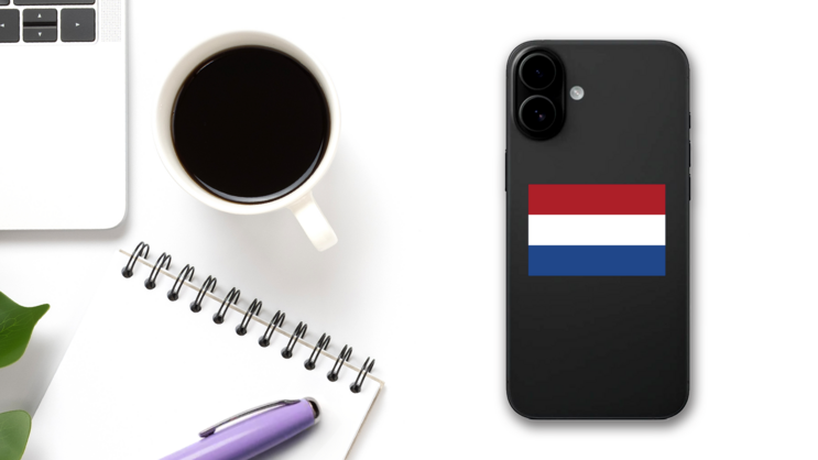 Netherlands Flag Sticker on a Phone (New) example