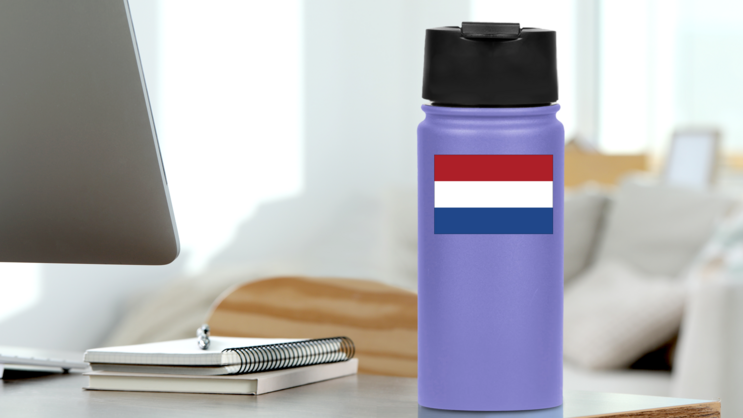 Netherlands Flag Sticker on a Water Bottle (New) example