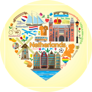 Netherlands Love Set Colored Heart Sticker