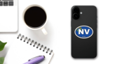 Nevada Nv State Flag Oval Sticker on a Phone (New) example
