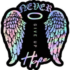 Never Give Up Hope Angel Wings Sticker