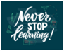 Never Stop Learning Illustrated Sticker