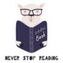 Never Stop Reading Cute Funny Llama Sticker