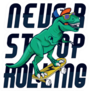 Never Stop Rolling Skater Dinosaur Sticker