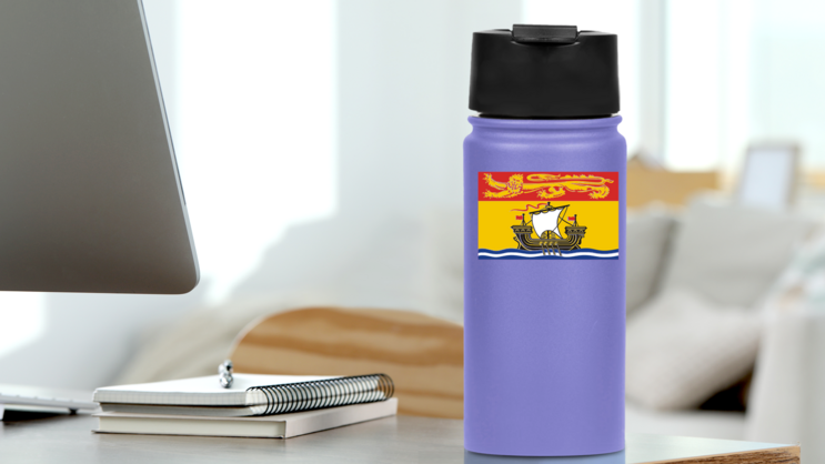New Brunswick Flag Sticker on a Water Bottle (New) example