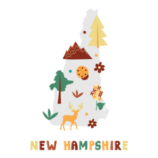 New Hampshire Cartoon Style Sticker