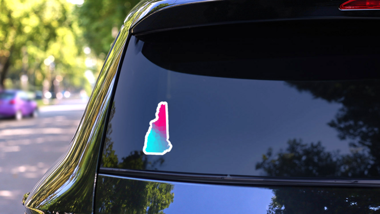 New Hampshire Map Triangle Low Poly Sticker on a Rear Car Window (New) example
