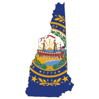 New Hampshire Map With The Flag Inside Sticker