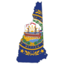 New Hampshire Map With The Flag Inside Sticker