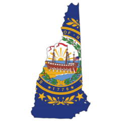 New Hampshire Map With The Flag Inside Sticker