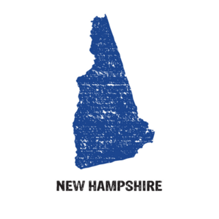 New Hampshire Stamped Map Blue Sticker
