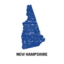 New Hampshire Stamped Map Blue Sticker