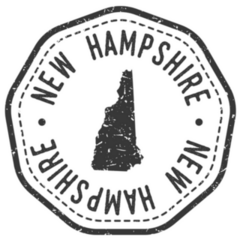 New Hampshire, Usa Map Stamp Retro Sticker