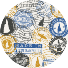 New Hampshire, Usa Set Of Stamps Travel Sticker