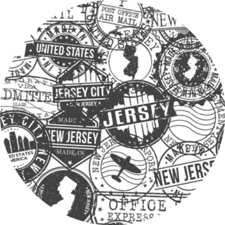 New Jersey City Stamps Background Sticker
