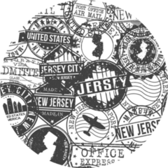 New Jersey City Stamps Background Sticker