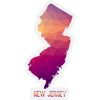 New Jersey Map In Pink Geometric Sticker